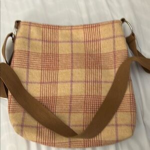 Plaid Shoulder Bag in Pink and Tan